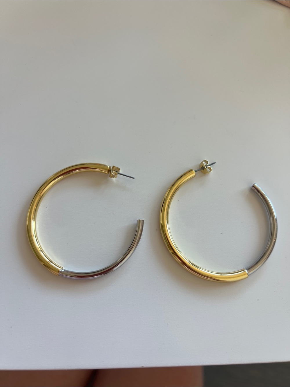 Two-Tone Gold and Silver Hoop Earrings